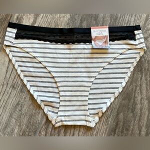 New Saint Eve cotton bikini panties Size S or L Black and White Stripe